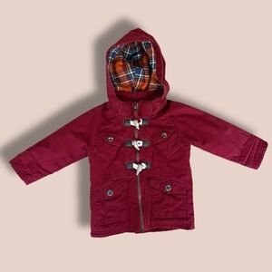 GENUINE KIDS X OSH KOSH 18 Months Deep Burgundy Duffle Canvas Coat 100% COTTON